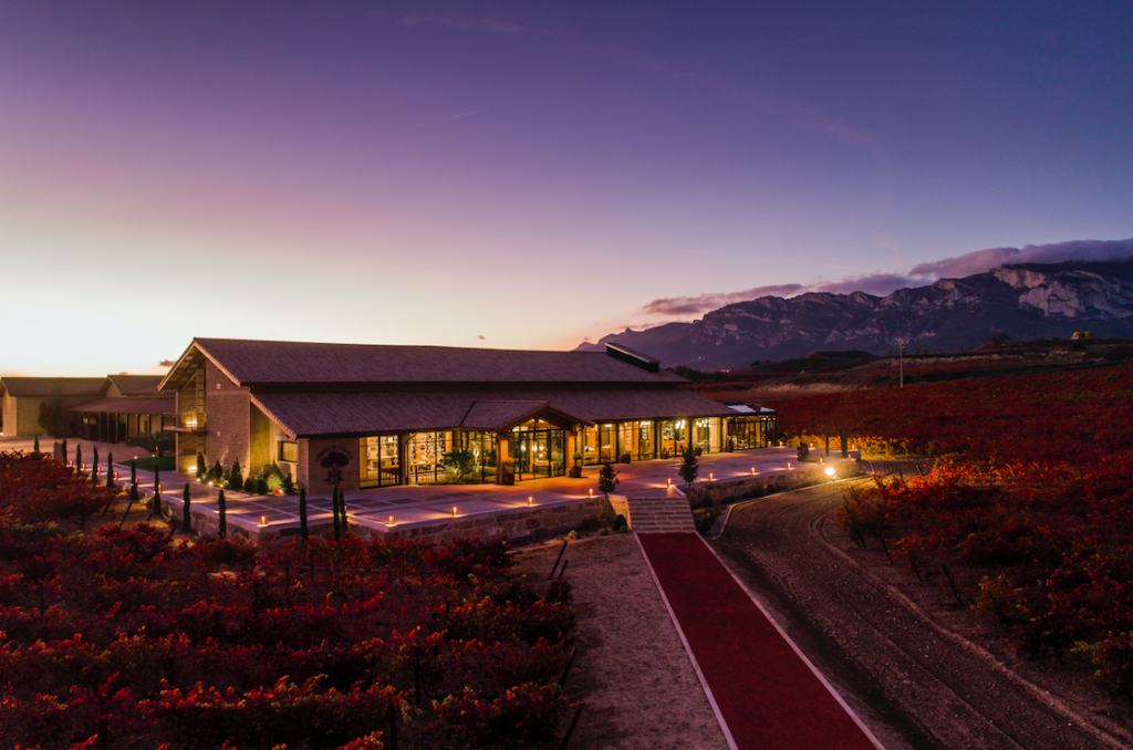 Sierra Cantabria at dusk beneath the Sierra de Cantabria mountains