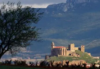 A hilltop above San Vicente de la Sonsierra with the Sierra de Cantabria beyond
